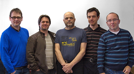  In the lab (April 2012)... From left: Max Mizov, Rado Bučík, Pavol Bobík, Ján Baláž, Martin Baláž, Igor Strhárský.